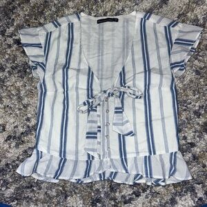 Abercrombie & Fitch Blue and White Striped Blouse